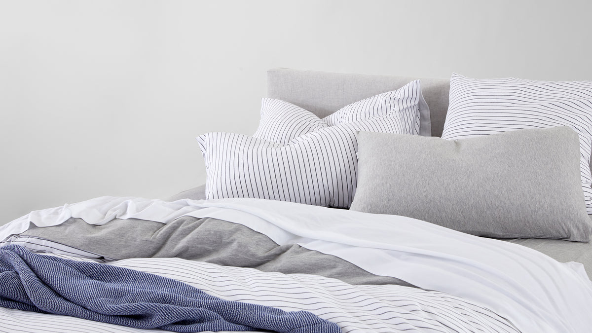 Lenox Jersey Quilt Cover White Stripes Jersey TShirt Abode Living